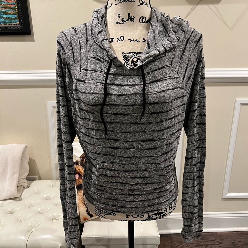 Gray striped sweatshirt